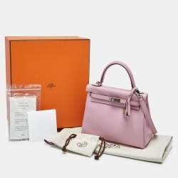 Pre Owned Hermes Muave Sylvestre Swift Leather Silver Finish Kelly Retourne 25 Bag