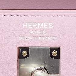 Pre Owned Hermes Muave Sylvestre Swift Leather Silver Finish Kelly Retourne 25 Bag