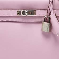 Pre Owned Hermes Muave Sylvestre Swift Leather Silver Finish Kelly Retourne 25 Bag