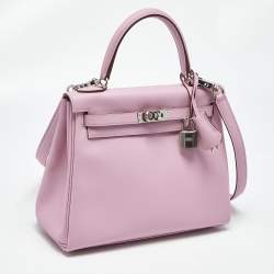 Pre Owned Hermes Muave Sylvestre Swift Leather Silver Finish Kelly Retourne 25 Bag