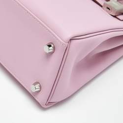 Pre Owned Hermes Muave Sylvestre Swift Leather Silver Finish Kelly Retourne 25 Bag