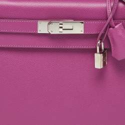 Pre Owned Hermès Rose Pourpre Epsom Leather Silver Finish Kelly Sellier 28 Bag