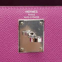 Pre Owned Hermès Rose Pourpre Epsom Leather Silver Finish Kelly Sellier 28 Bag