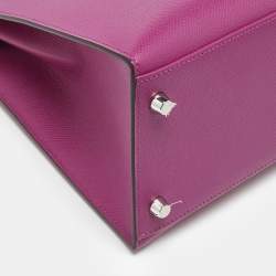Pre Owned Hermès Rose Pourpre Epsom Leather Silver Finish Kelly Sellier 28 Bag