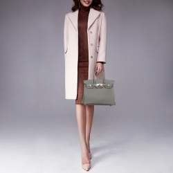 Pre Owned Hermès Etain Togo Leather Palladium Finish Birkin Sellier 25 Bag