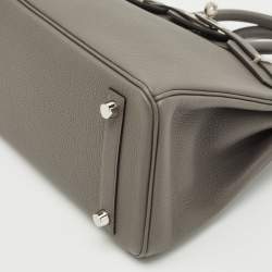 Pre Owned Hermès Etain Togo Leather Palladium Finish Birkin Sellier 25 Bag