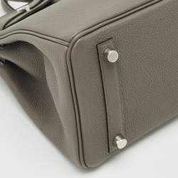 Pre Owned Hermès Etain Togo Leather Palladium Finish Birkin Sellier 25 Bag