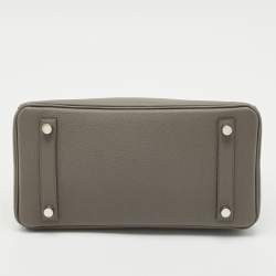 Pre Owned Hermès Etain Togo Leather Palladium Finish Birkin Sellier 25 Bag