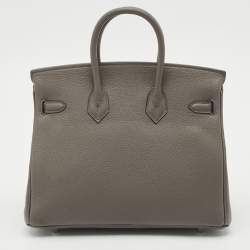Pre Owned Hermès Etain Togo Leather Palladium Finish Birkin Sellier 25 Bag