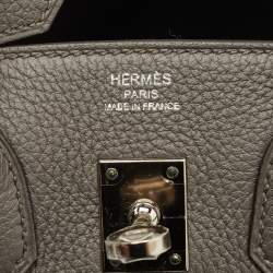 Pre Owned Hermès Etain Togo Leather Palladium Finish Birkin Sellier 25 Bag