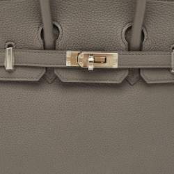 Pre Owned Hermès Etain Togo Leather Palladium Finish Birkin Sellier 25 Bag
