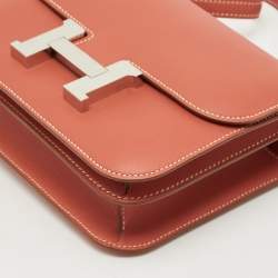 Pre Owned Hermes Sanguine Swift Leather Palladium Finish Constance 18 Mini Bag