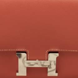 Pre Owned Hermes Sanguine Swift Leather Palladium Finish Constance 18 Mini Bag
