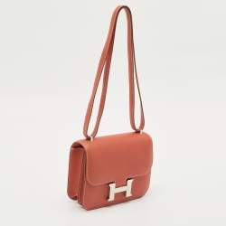 Pre Owned Hermes Sanguine Swift Leather Palladium Finish Constance 18 Mini Bag