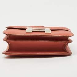 Pre Owned Hermes Sanguine Swift Leather Palladium Finish Constance 18 Mini Bag