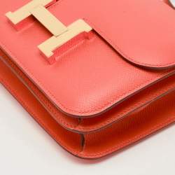 Pre Owned Hermès Rose Jaipur Epsom Leather Gold Finish Constance 18 Mini Bag
