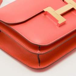 Pre Owned Hermès Rose Jaipur Epsom Leather Gold Finish Constance 18 Mini Bag