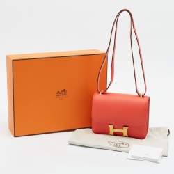 Pre Owned Hermès Rose Jaipur Epsom Leather Gold Finish Constance 18 Mini Bag