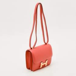 Pre Owned Hermès Rose Jaipur Epsom Leather Gold Finish Constance 18 Mini Bag