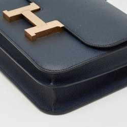 مملوكة مسبقًا Hermès Bleu Indigo Epsom Leather Rose Gold Finish Constance III 24 Bag