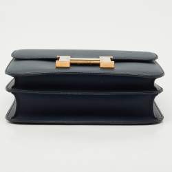مملوكة مسبقًا Hermès Bleu Indigo Epsom Leather Rose Gold Finish Constance III 24 Bag