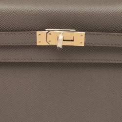 Pre Owned Hermes Etain Epsom Leather Gold Finish Kelly Sellier 25 Bag