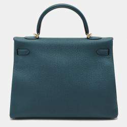 Pre Owned Hermès Colvert Togo Leather Gold Finish Kelly Retourne 35 Bag