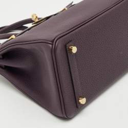 Pre Owned Hermès Raisin Togo Leather Gold Finish Birkin 25 Bag