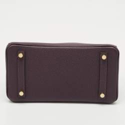 Pre Owned Hermès Raisin Togo Leather Gold Finish Birkin 25 Bag