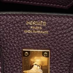 Pre Owned Hermès Raisin Togo Leather Gold Finish Birkin 25 Bag