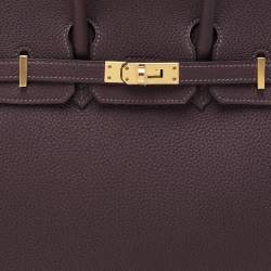 Pre Owned Hermès Raisin Togo Leather Gold Finish Birkin 25 Bag