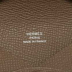 Pre Owned Hermès Etoupe Epsom Leather Calvi Card Holder