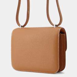 Pre Owned Hermes Constance Mini Gold Epsom Leather Shoulder Bag