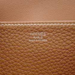 Pre Owned Hermes Halzan 25 Gold Taurillon Clemence Leather Shoulder Bag