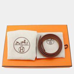 Pre Owned Hermes Halzan 25 Gold Taurillon Clemence Leather Shoulder Bag