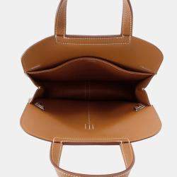 Pre Owned Hermes Halzan 25 Gold Taurillon Clemence Leather Shoulder Bag