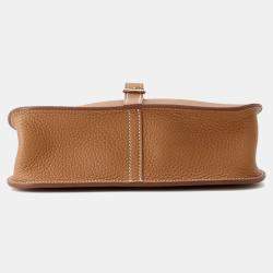 Pre Owned Hermes Halzan 25 Gold Taurillon Clemence Leather Shoulder Bag