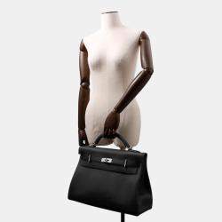 Pre Owned Hermes Maxi Kelly 42 Black Togo Leather Tote Bag