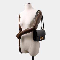 Pre Owned Hermes Constance Mini Black Box Calf Leather Shoulder Bag