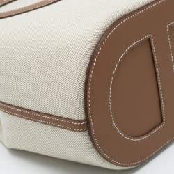 Pre Owned Hermès Ecru/Gold Toile H and Swift Leather In The Loop 23 Bag