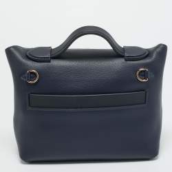 Pre Owned Hermès Bleu Nuit/Caban Evercolor and Swift Leather Permabrass Finish 24/24 21 Bag