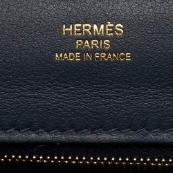 Pre Owned Hermès Bleu Nuit/Caban Evercolor and Swift Leather Permabrass Finish 24/24 21 Bag