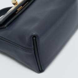 Pre Owned Hermès Bleu Nuit/Caban Evercolor and Swift Leather Permabrass Finish 24/24 21 Bag