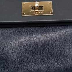 Pre Owned Hermès Bleu Nuit/Caban Evercolor and Swift Leather Permabrass Finish 24/24 21 Bag