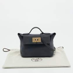 Pre Owned Hermès Bleu Nuit/Caban Evercolor and Swift Leather Permabrass Finish 24/24 21 Bag