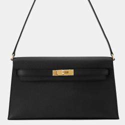 Pre Owned Hermes Kelly Elan Black Epsom Leather Shoulder Bag