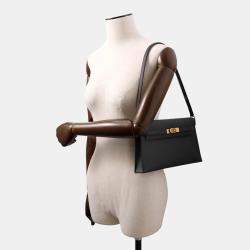 Pre Owned Hermes Kelly Elan Black Epsom Leather Shoulder Bag