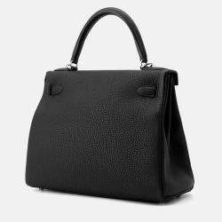 Pre Owned Hermes Kelly 28 Black Togo Leather Shoulder Bag