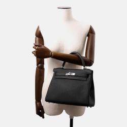 Pre Owned Hermes Kelly 28 Black Togo Leather Shoulder Bag