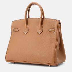 Pre Owned Hermes Birkin 25 Gold Togo Leather Tote Bag